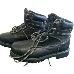 Chinook Waterproof Steel Toe Work Boot Black Leather Slip Resistant Men  7.5
